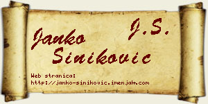 Janko Šiniković vizit kartica